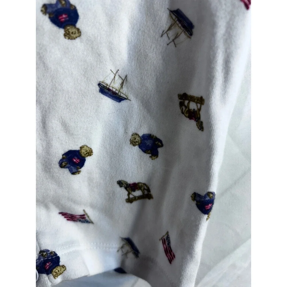 Ralph Lauren Polo Bear Romper 3M White Americana Print Baby Boy
